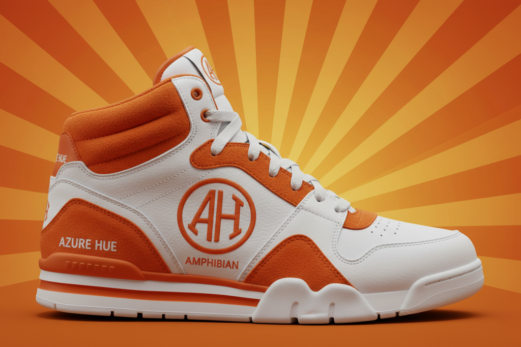 Azure Hue Amphibian High - Tangerine & White