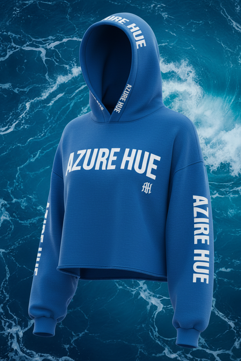 Azure Hue Crop Hoodie - Azure Blue