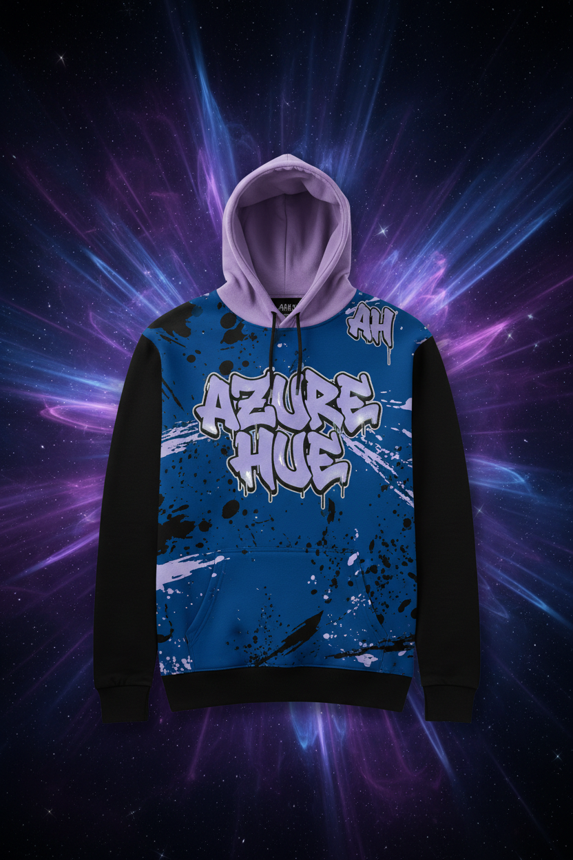 Azure Hue Hoodie - Azure Blue Black Purple