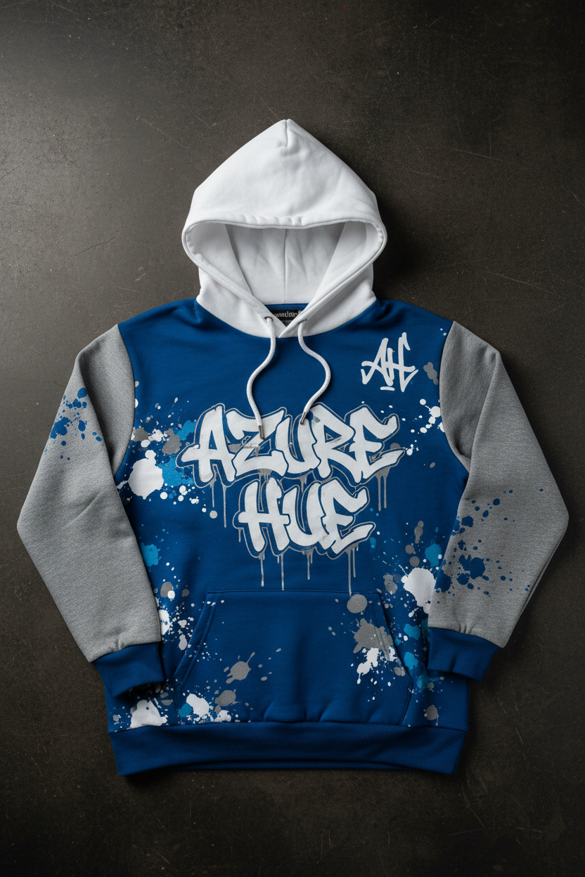 Azure Hue Hoodie - Blue Gray White