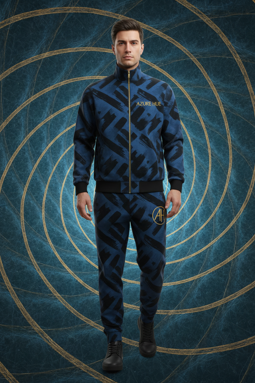 Azure Hue Signature Pattern Tracksuit
