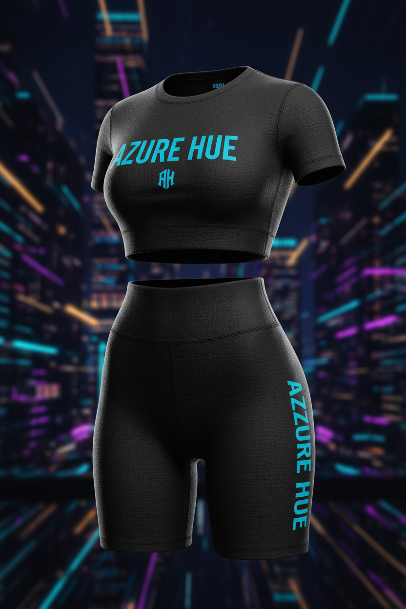 Azure Hue Two-Piece Set - Black