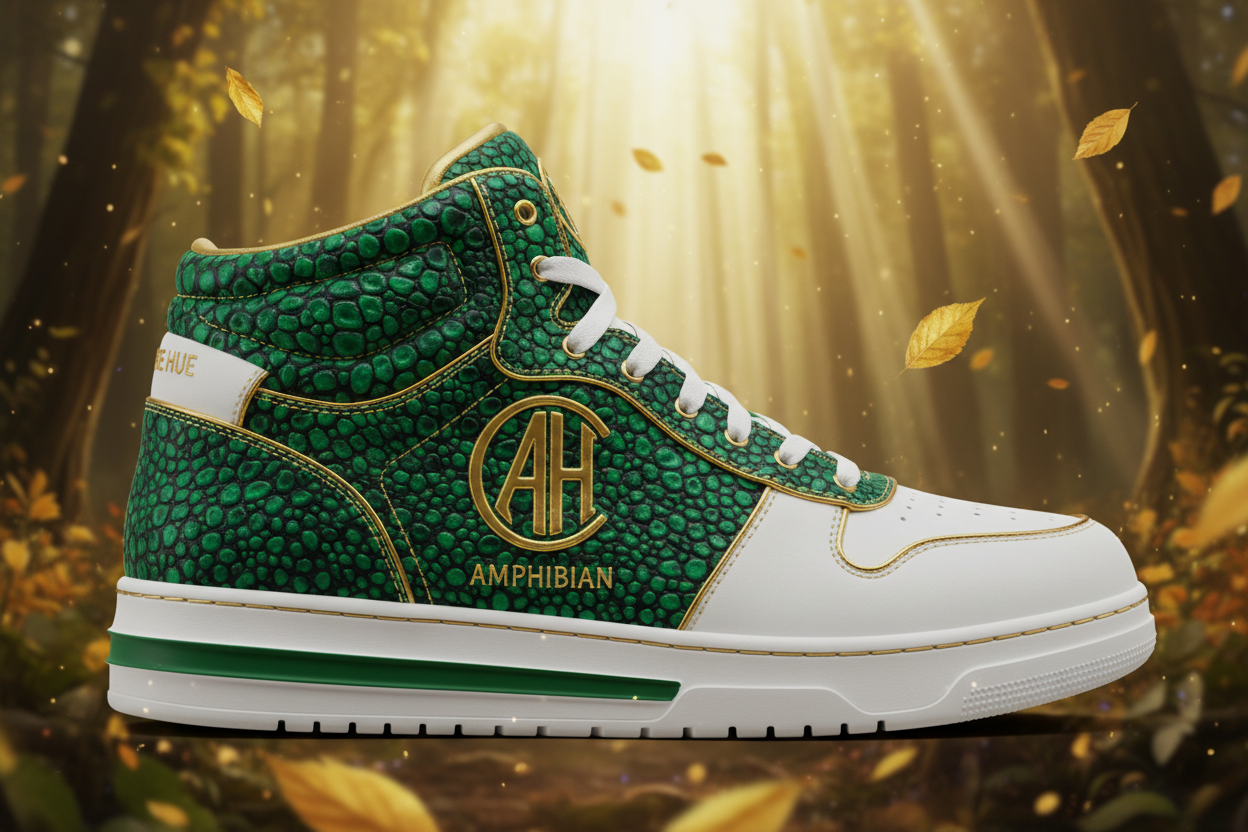 Azure Hue Amphibian Mid Top Forest Green Chameleon Skin
