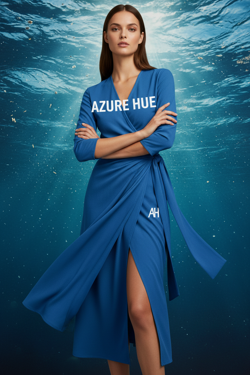 Azure Hue Women's Azure Blue Wrap Midi Dress