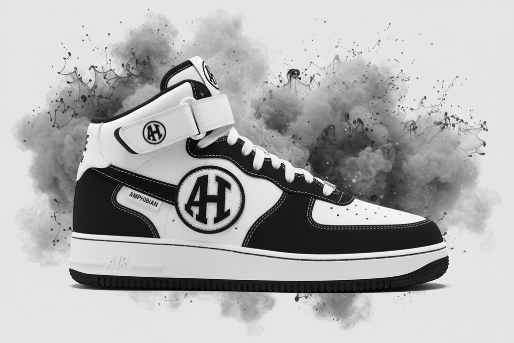 Azure Hue Amphibian Mid Top Black White