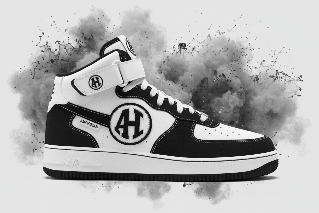 Azure Hue Amphibian Mid Top Black White