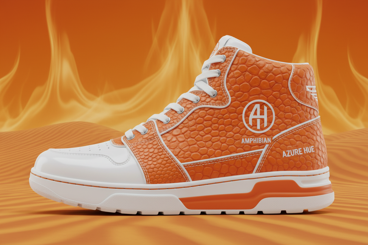 Azure Hue Amphibian High Top Tangerine Lizard Skin