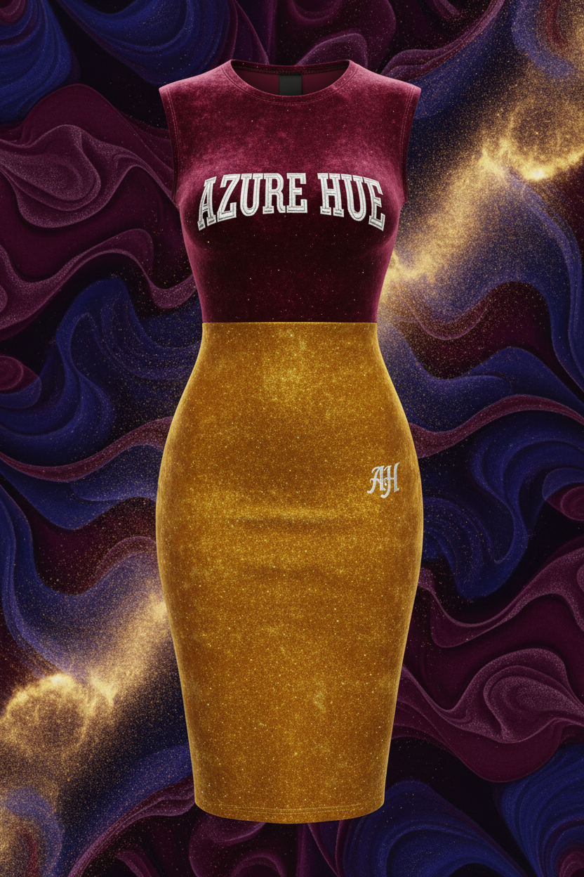 Azure Hue Women's Burgundy Gold Two-Tone Bodycon Dress