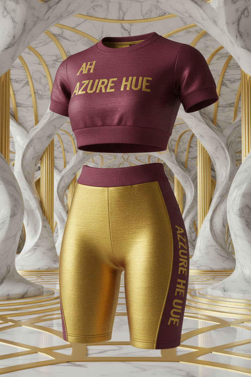 Azure Hue Women's Two-Piece Set Burgundy Gold