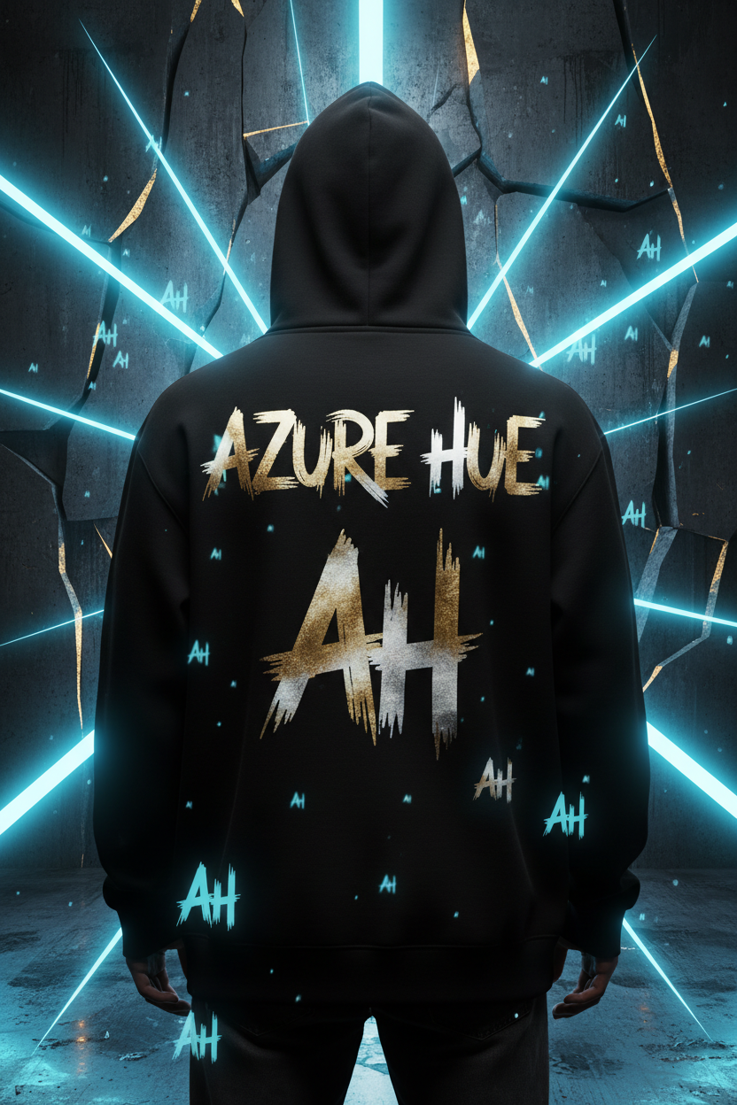 Azure Hue Hoodie - Futuristic Neon Azure Light Rays Background
